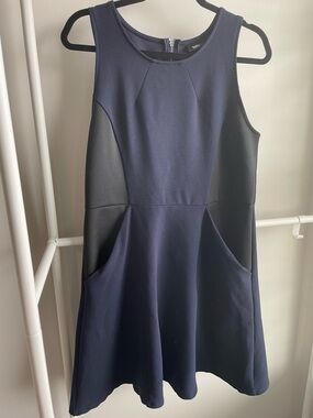 Massimo Navy and Black Sleeveless Fit-and-Flare Mini Dress